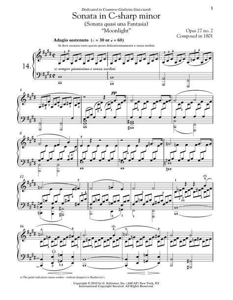 Piano Sonata No. 14 in C-sharp Minor, Op. 27 No. 2 Moonlight Sonata - Haunting Melodies Cascade Down Into a Torrent of Frenzied Notes